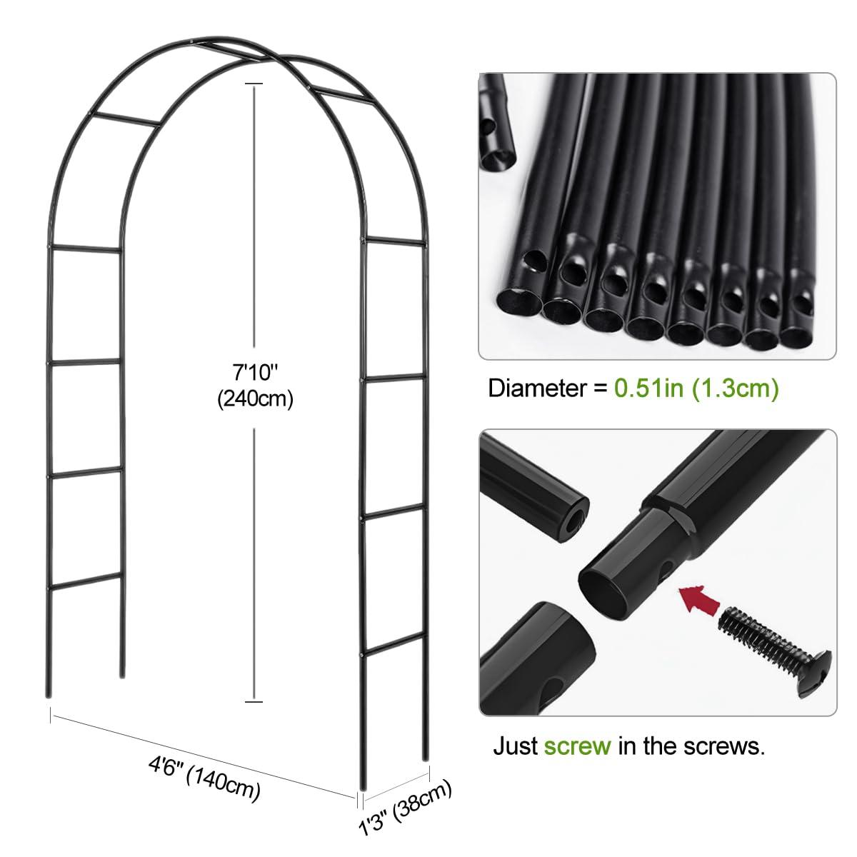 Metal Pergola Arbor,4.6 Feet Wide x7.9 Feet High Assemble Freely for Various Climbing Plant Wedding Garden Arch Bridal Party Decoration Wide Arbor