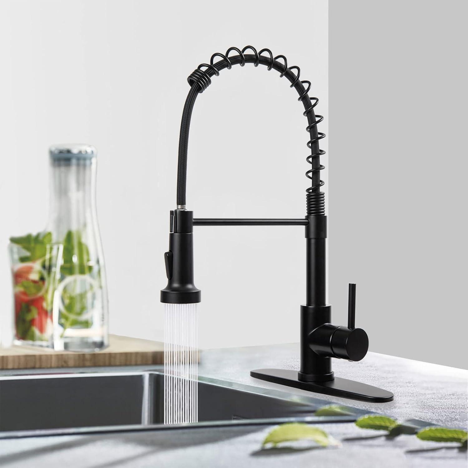 Kitchen Faucet With Pull Down Sprayer, Single Handle Spring Faucet For Sink Farmhouse Rv Laundry Room