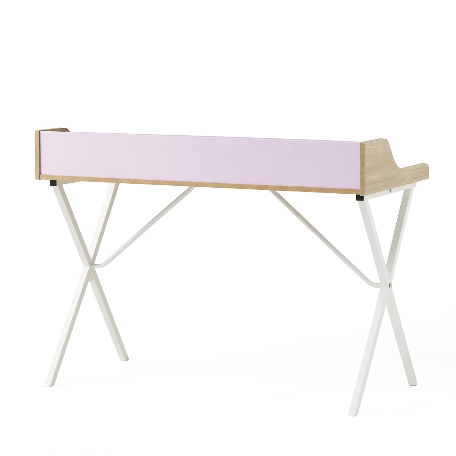 GDFStudio Alexandria Modern Faux Wood Computer Desk, Oak/White