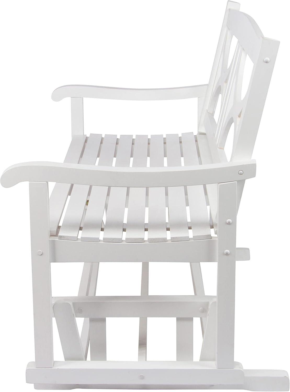 Shine Company Traditional Hardwood Patio Porch Glider Bench in White