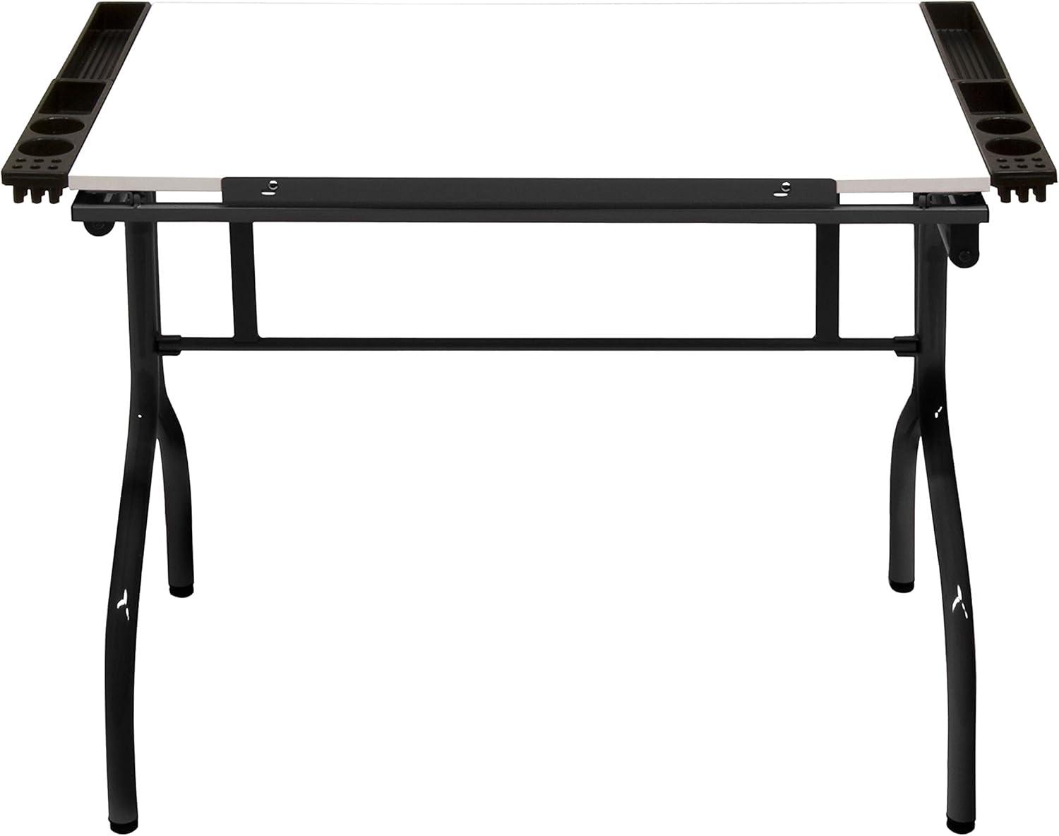 studio designs Craft Desk Black: Powder-Coated Finish, Wood Composite, Metal Frame, 35° Tilt Drafting Table