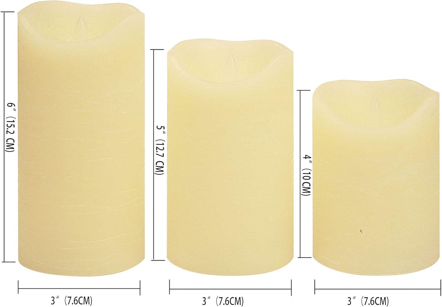 Battery Operated Flameless Candles with Remote Timer - Realistic Flickering - 3 Pack