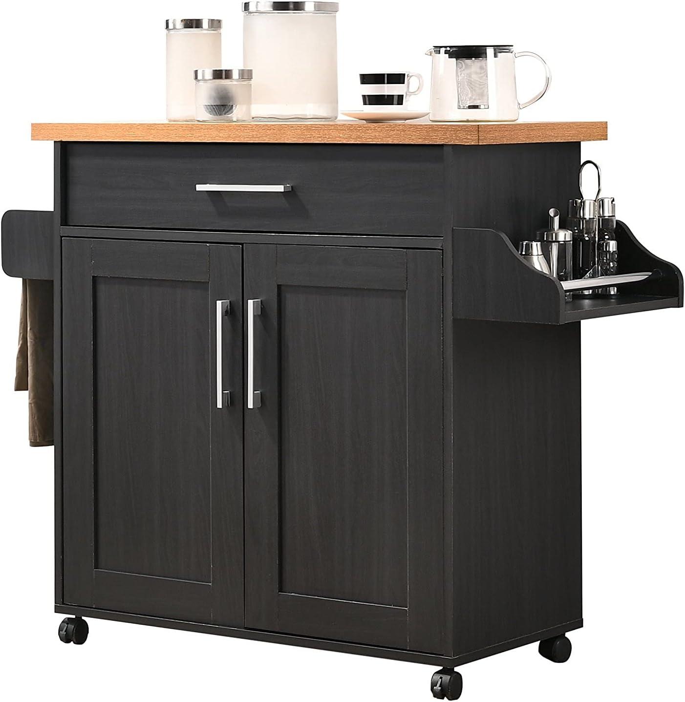 Hodedah Kitchen Island in Black Beech