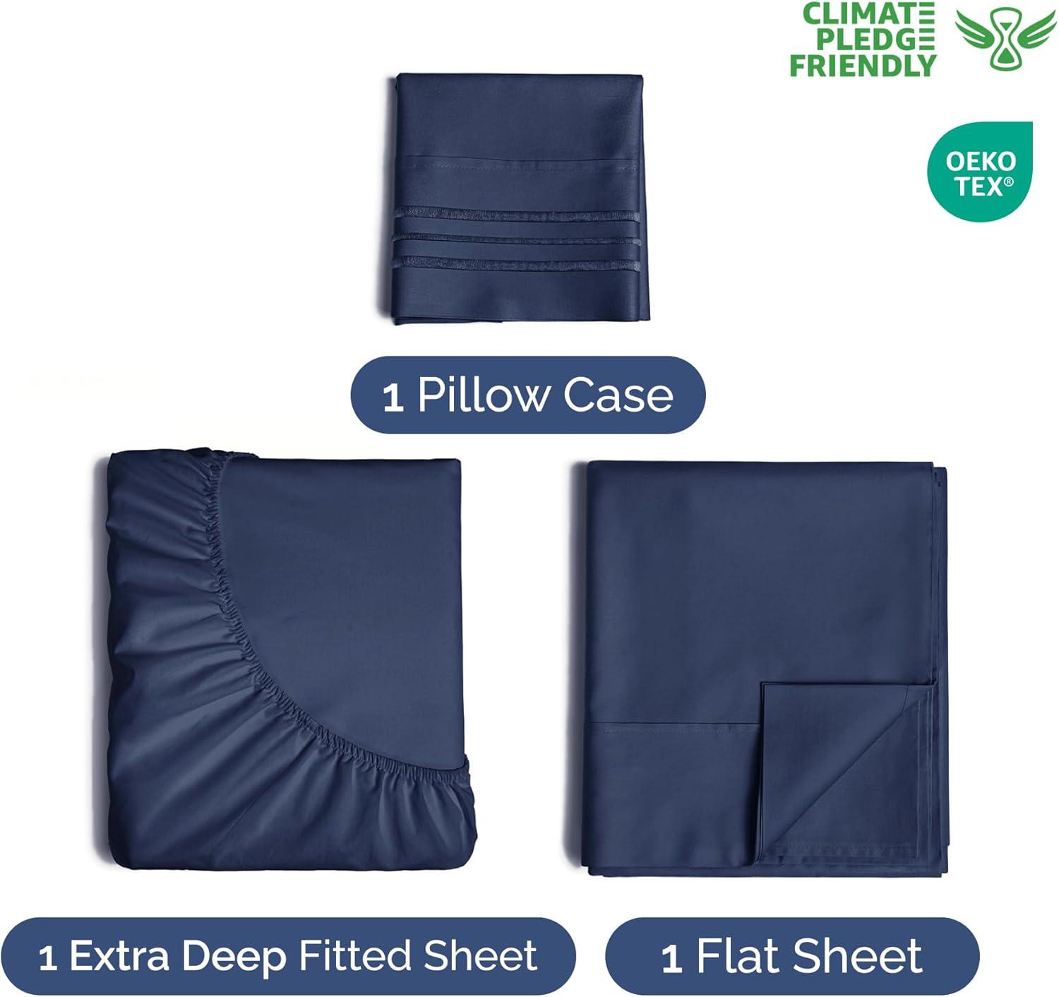 4 Piece Extra Deep Pocket luxury Sheet Set - Solid Ultra Soft & Cooling Sheet Sets