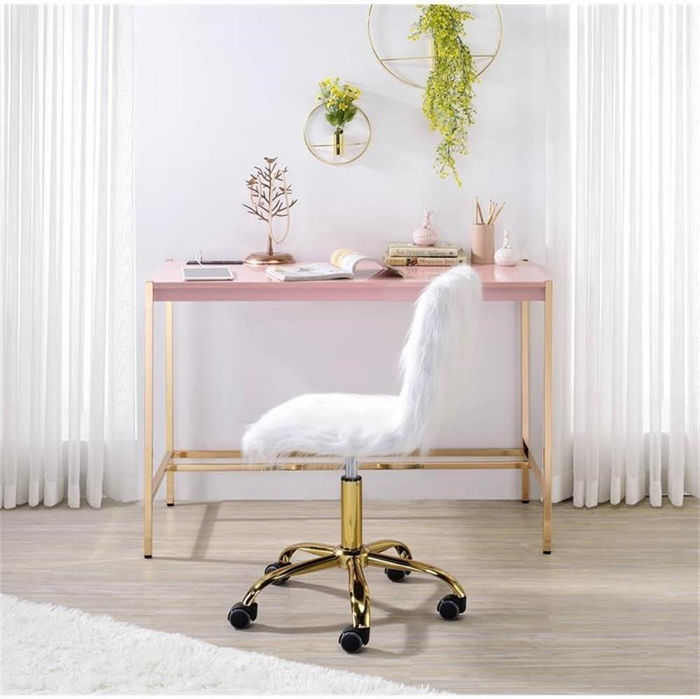 ACME Midriaks Writing Desk with USB Port in Pink and Gold