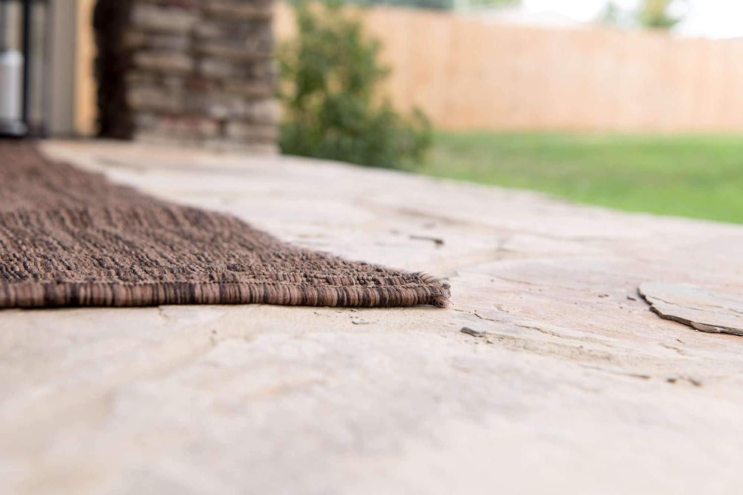 Unique Loom 7' 1 x 10' 0 Rectangle Indoor/Outdoor Solid Light Brown Area Rug