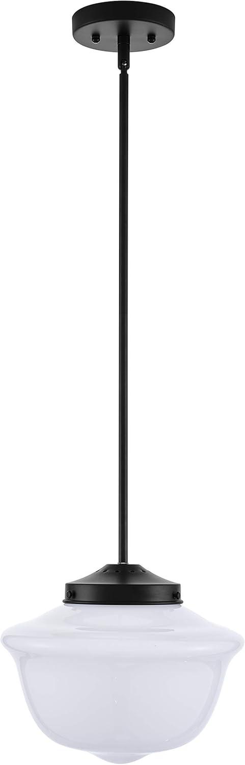 Transitional Matte Black Glass Globe Pendant Light