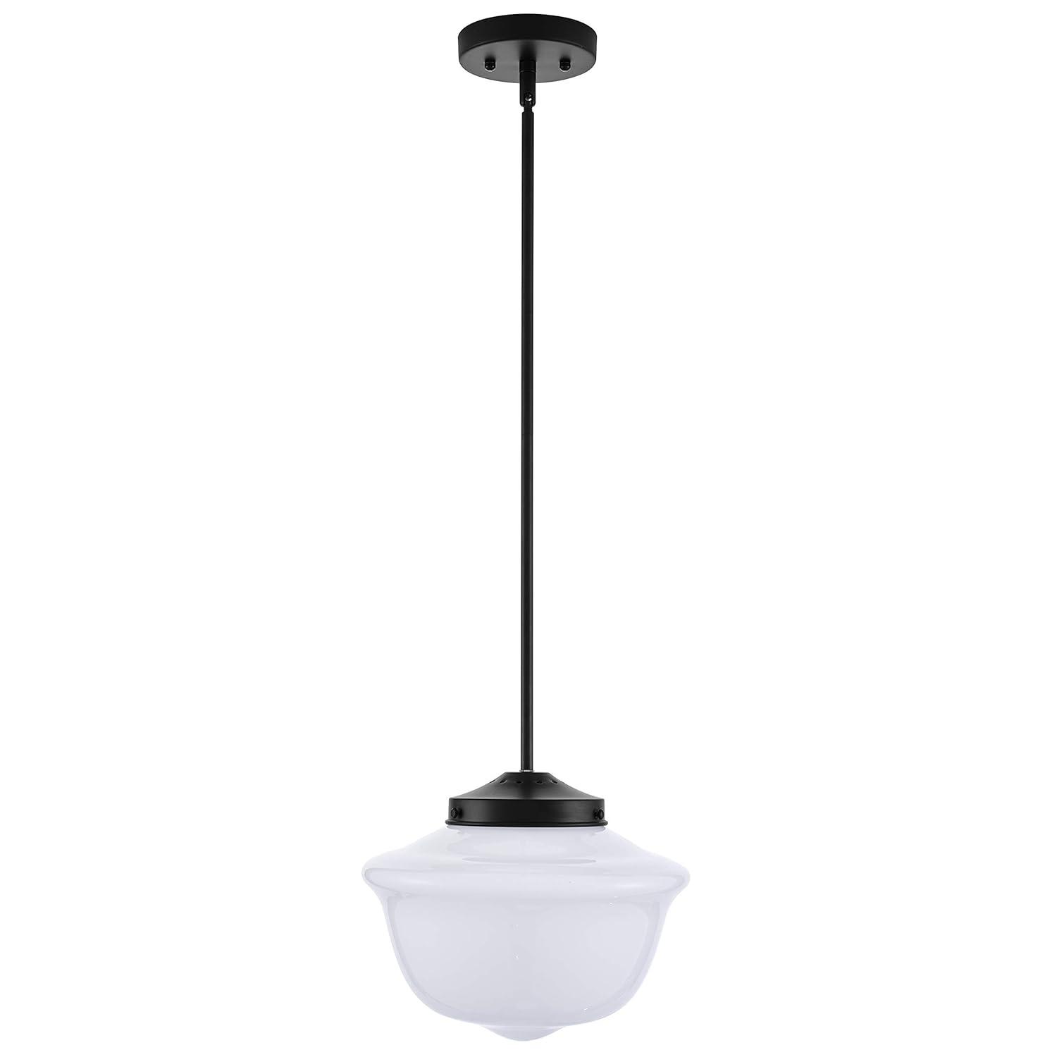 Transitional Matte Black Glass Globe Pendant Light