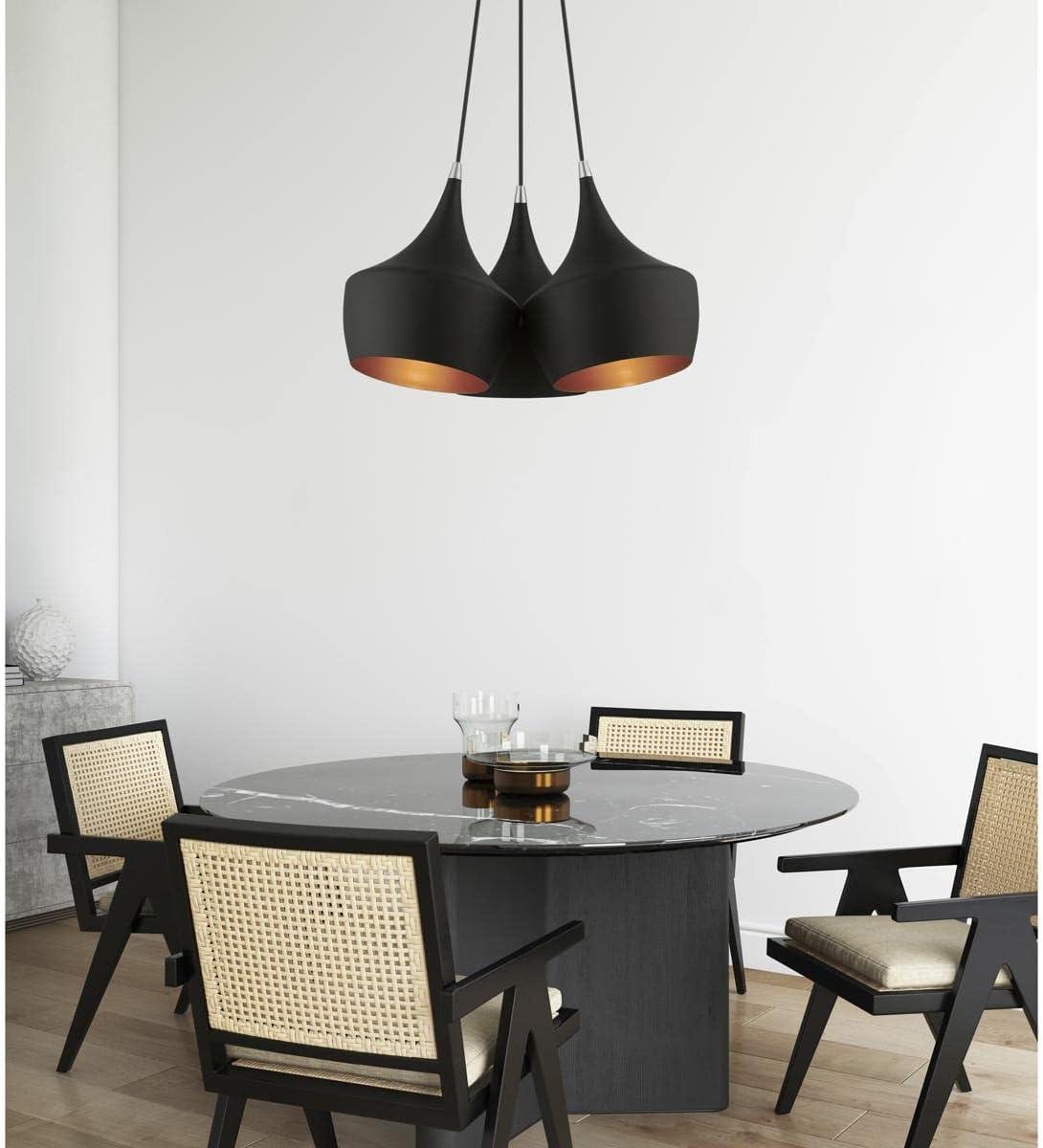 41083-04-Livex Lighting-Waldorf - 3 Light Cluster Pendant In Mid Century Modern Style-18.5 Inches Tall and 20.5 Inches Wide-Black Finish