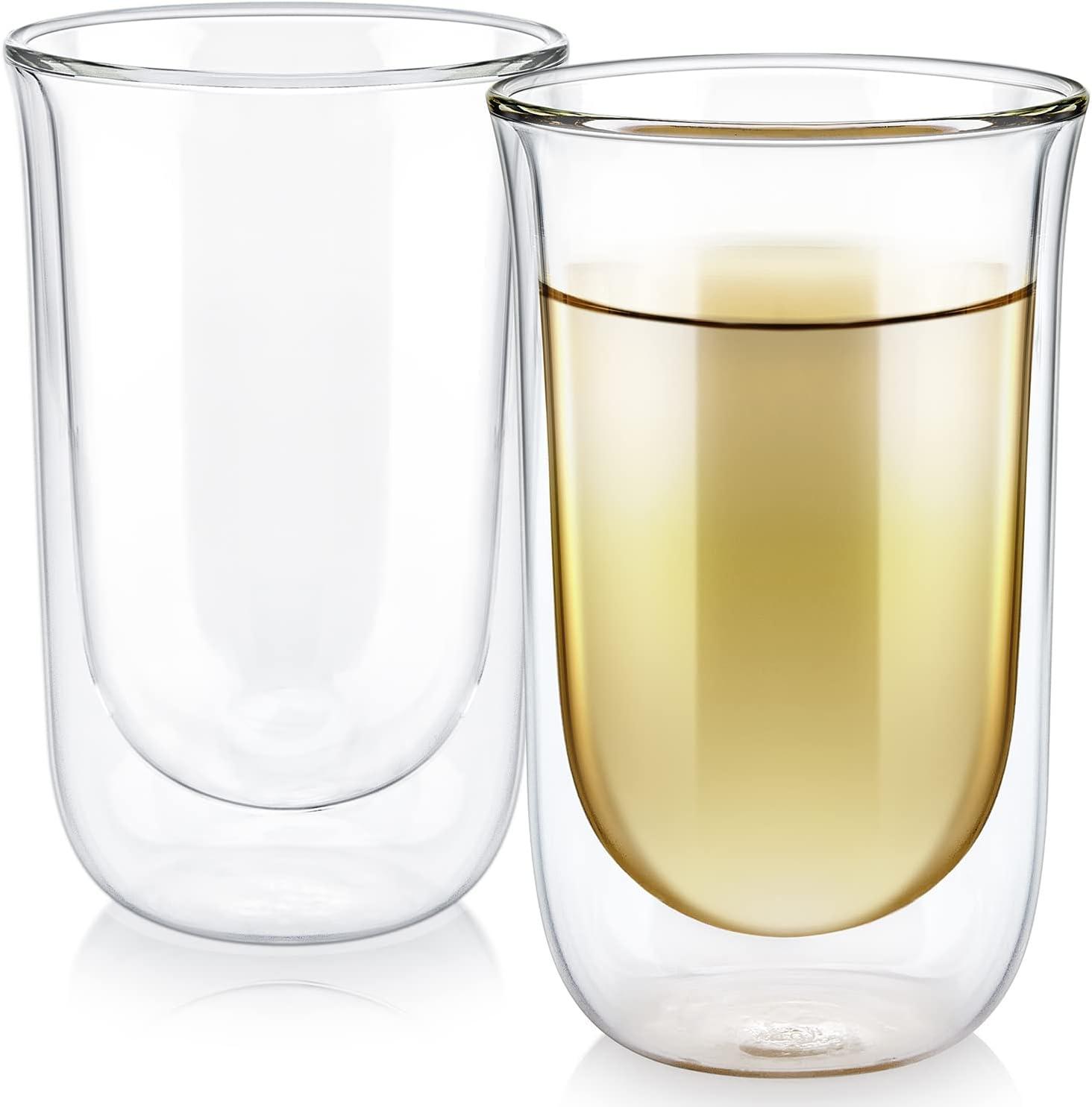Double-Walled Clear Borosilicate Glass Insulated Tasting Cups, Set of Two