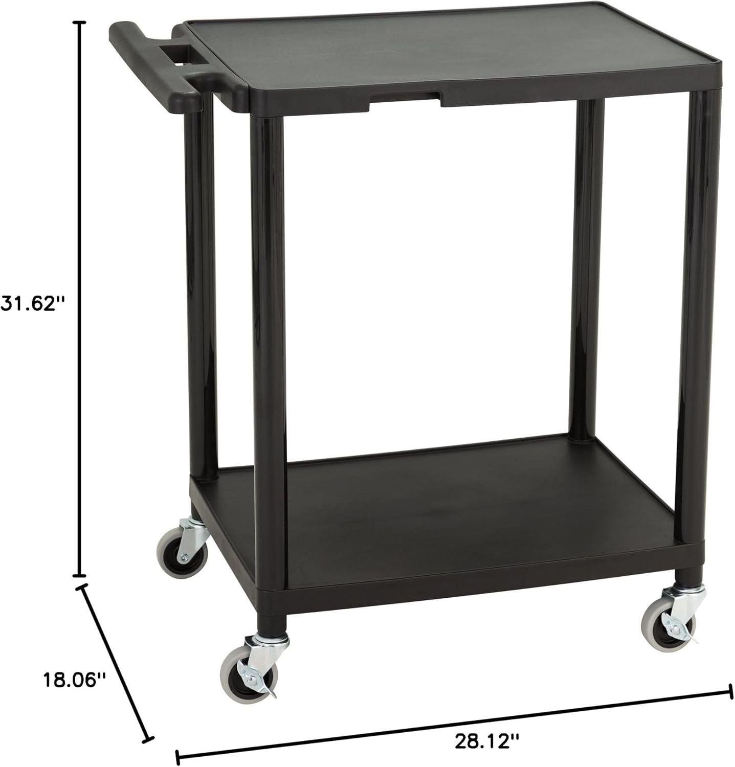 2-Shelf Plastic Mobile Utility AV Cart with Casters