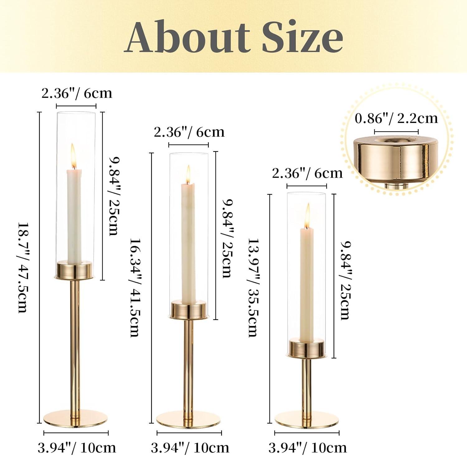 NIERBO Candlestick Holders Hurricane Candle Holder, 3pcs Candle Stick Candle Holder Candelabra (Set of 3)