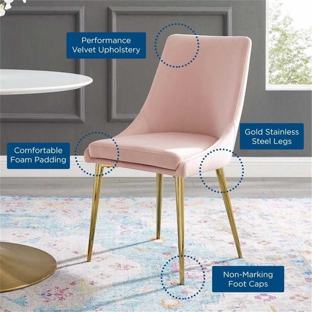 Ergode Viscount Modern Accent Performance Velvet Dining Chair - Pink