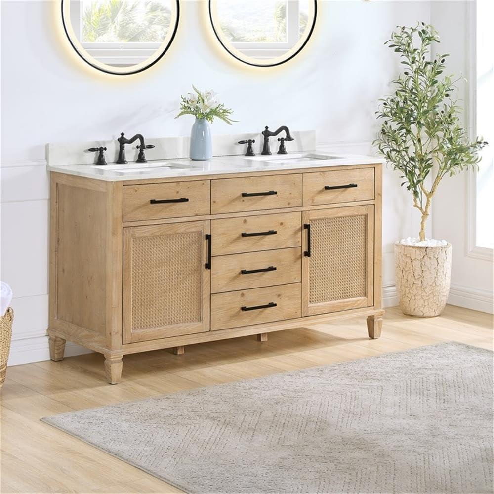 Solana 60" Wood Vanity Base in Weathered Fir without Top and Sink no Mirror