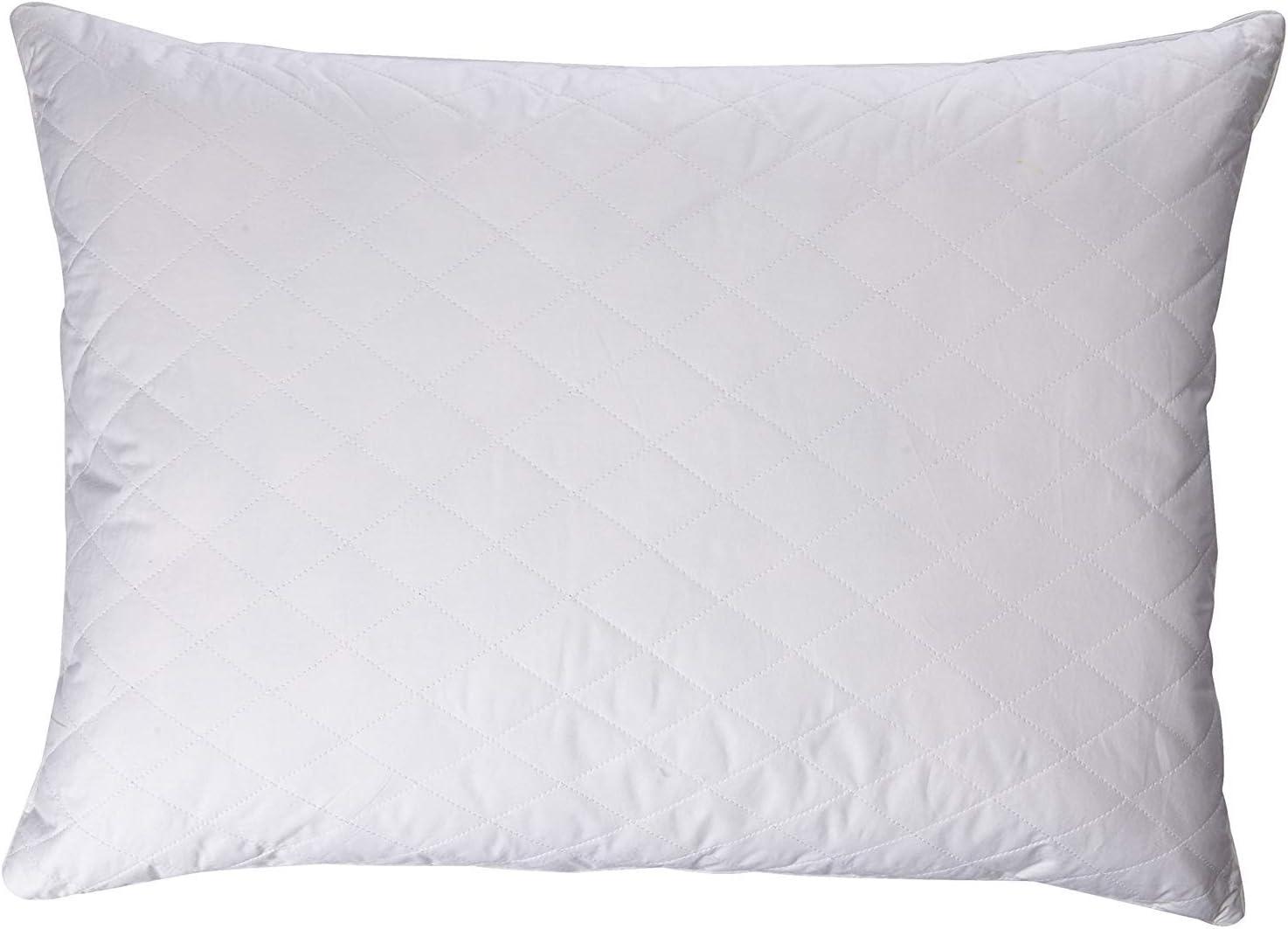 Medium Quilted White Goose Feather Down Pillow Set