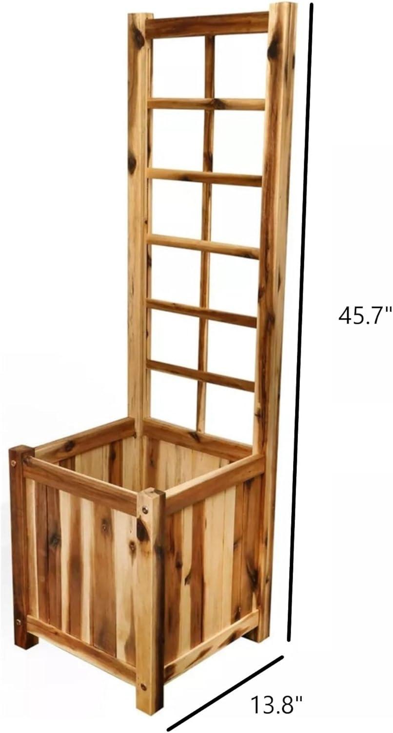 Classic Home and Garden Outdoor Square Acacia Wood Trellis Planter, 14in x 45.5in