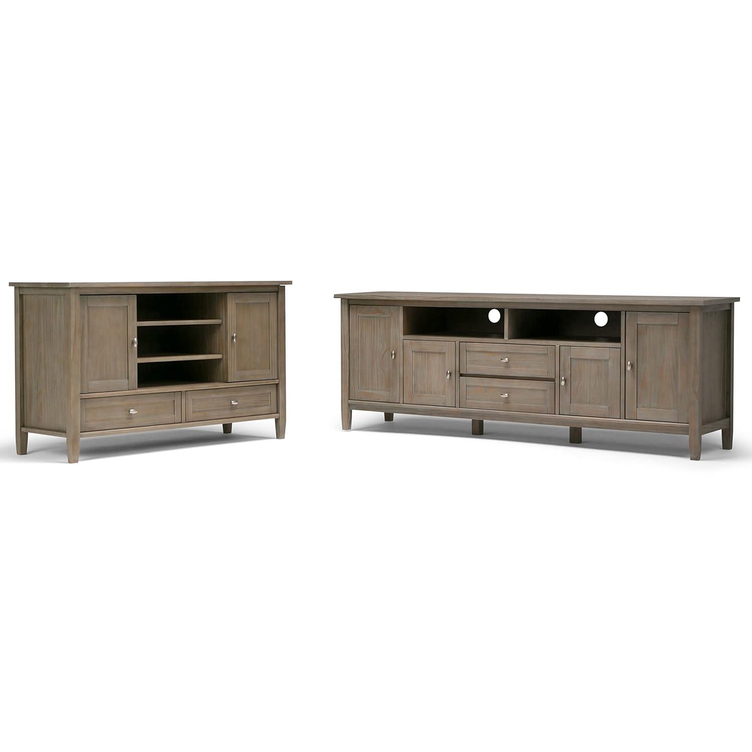 Simpli Home Warm Shaker 47"W Solid Wood TV Stand for TVs up to 55" with 2 Storage Cabinets and 2 Drawers