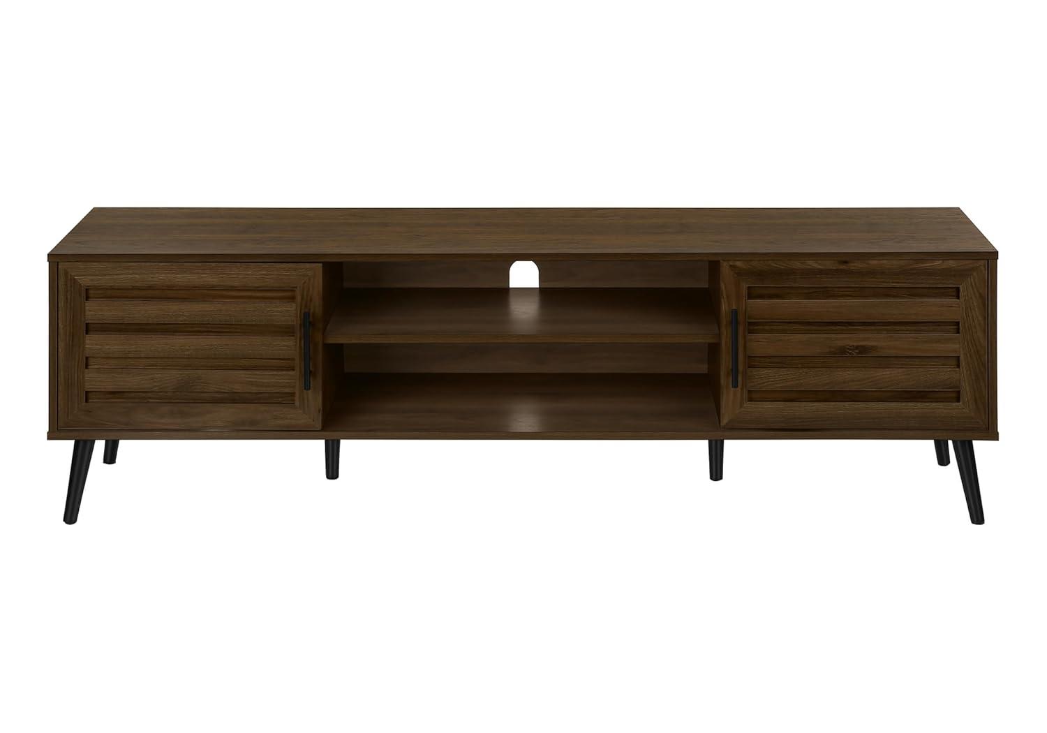 Monarch Specialties Tv Stand 72 Inch Console Media Entertainment Center Storage Cabinet Brown Laminate Black Wood Legs Transitional
