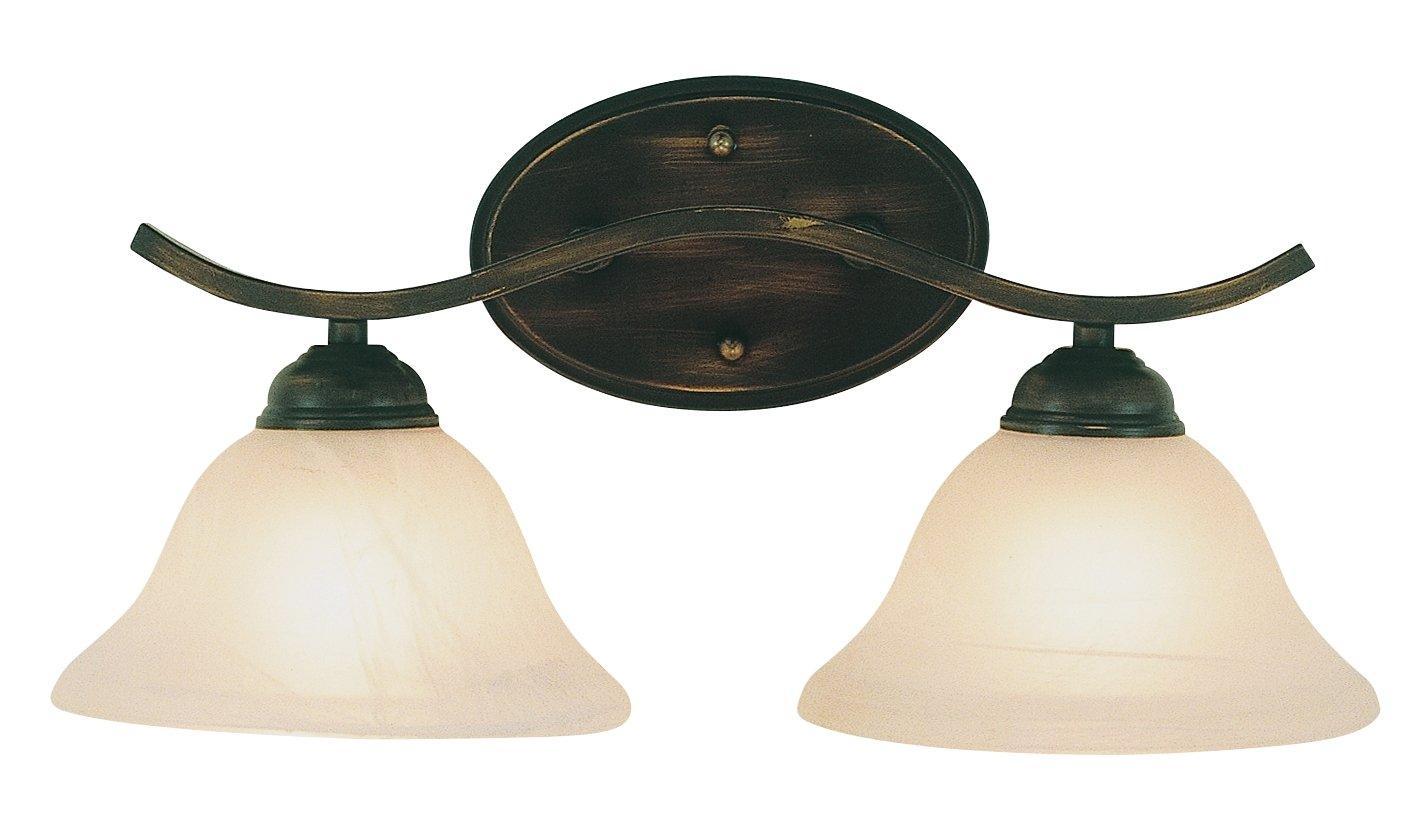 Hollyslope 17 in. 2-Light Oil Rubbed Bronze Bathroom Vanity Light Fixture with Marbleized Glass Shades