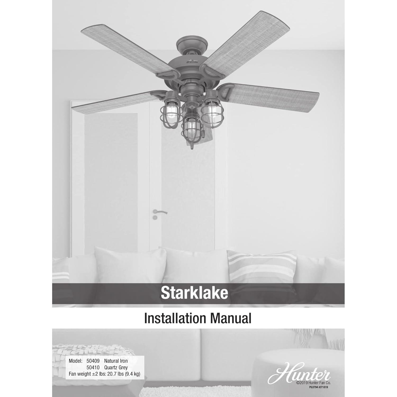 Hunter Fan 52" Starklake 5 - Blade Outdoor Standard Ceiling Fan with Pull Chain and Light Kit Included