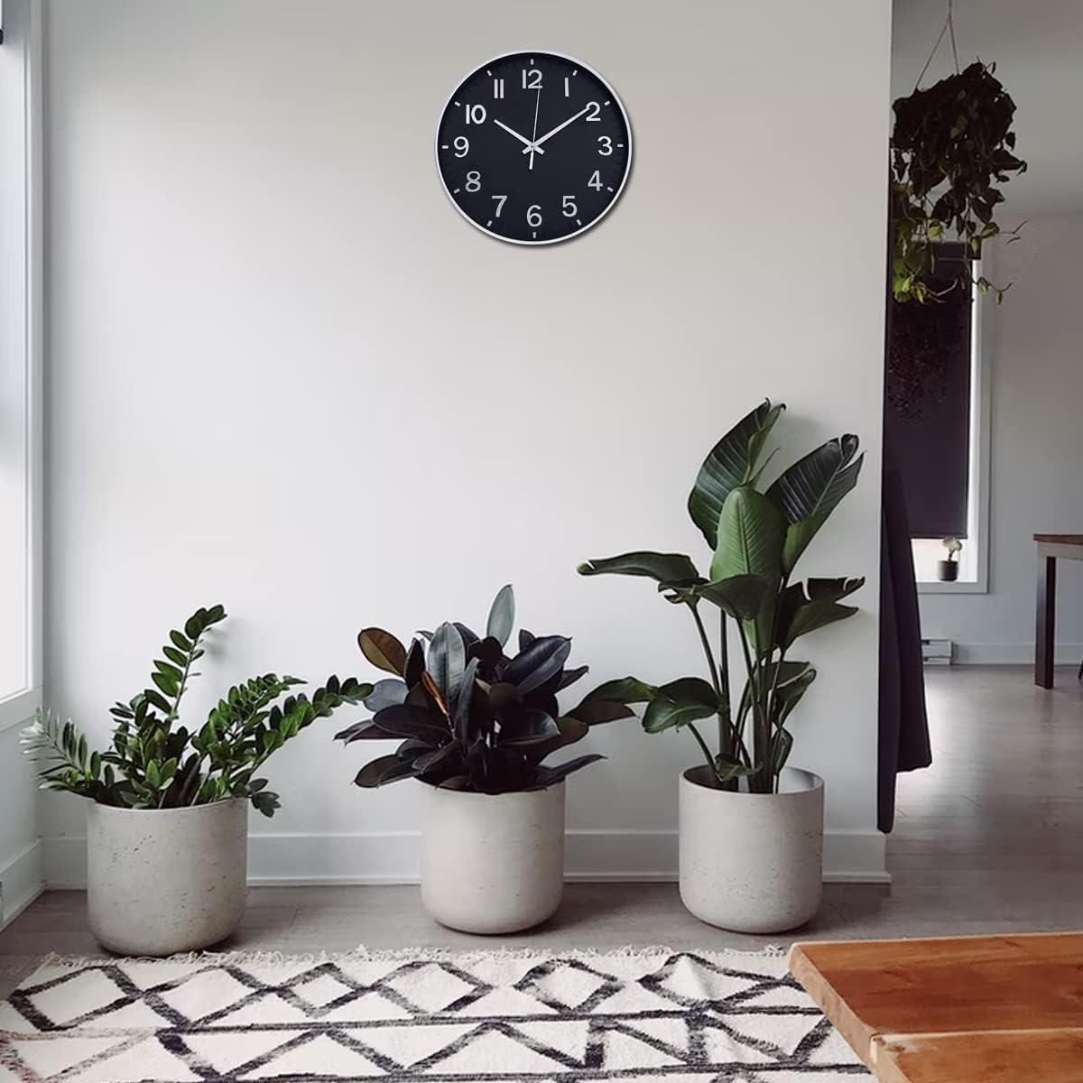 Warkul 12-Inch Wall Clock High-precision Battery Operated Easy-to-Read Silent Non-Ticking Quartz Clock Wall Art Decoration