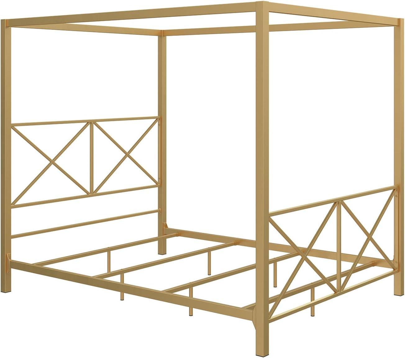 DHP Rosedale Metal Canopy Poster Bed Frame, Full, Gold