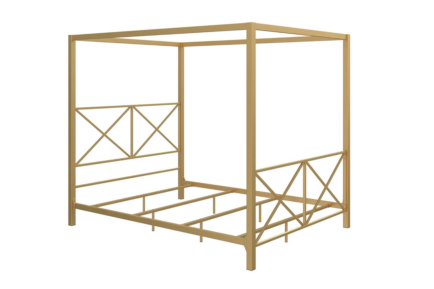 DHP Rosedale Metal Canopy Bed, Queen, Gold