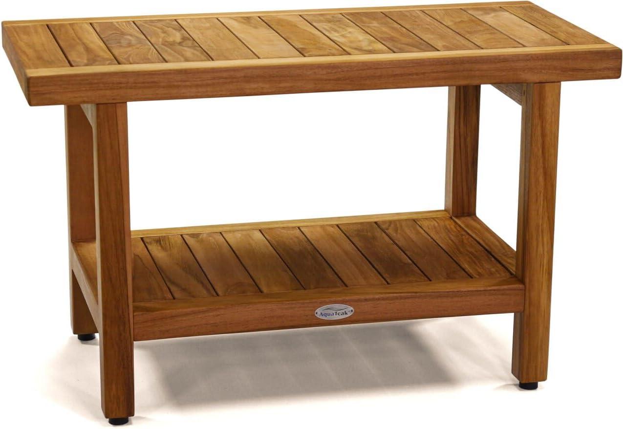 Teak Wood 30" Spa Shower Bench with Shelf