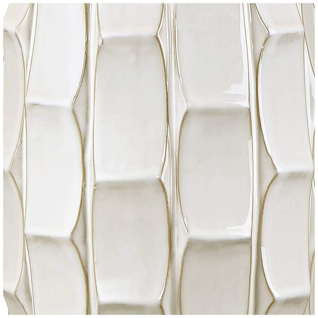 Possini Euro Design Cosgrove Modern Mid Century Table Lamp 32 3/4" Tall White Glazed Ceramic Beige Fabric Drum Shade for Bedroom Living Room Bedside