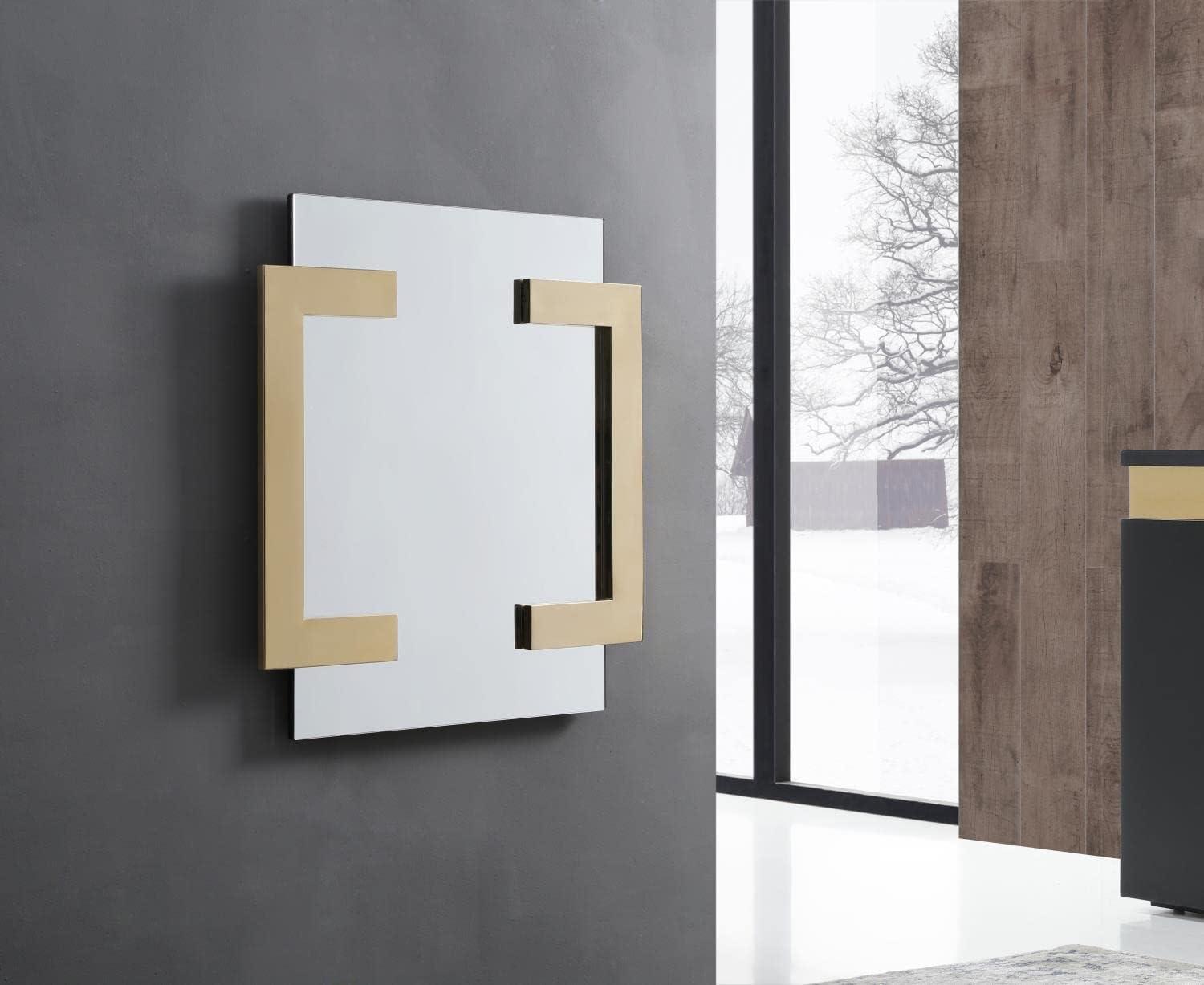 Whiteline Modern Living Sumo square Mirror. Polished Gold Stainless Steel Frame