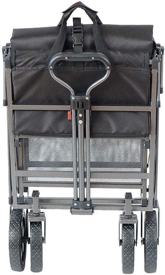 Mac Sports Double Decker Wagon: Black - Collapsible Outdoor Utility Garden Cart, 150 Lb Capacity, 32.5 x 17.5 x 10.5"