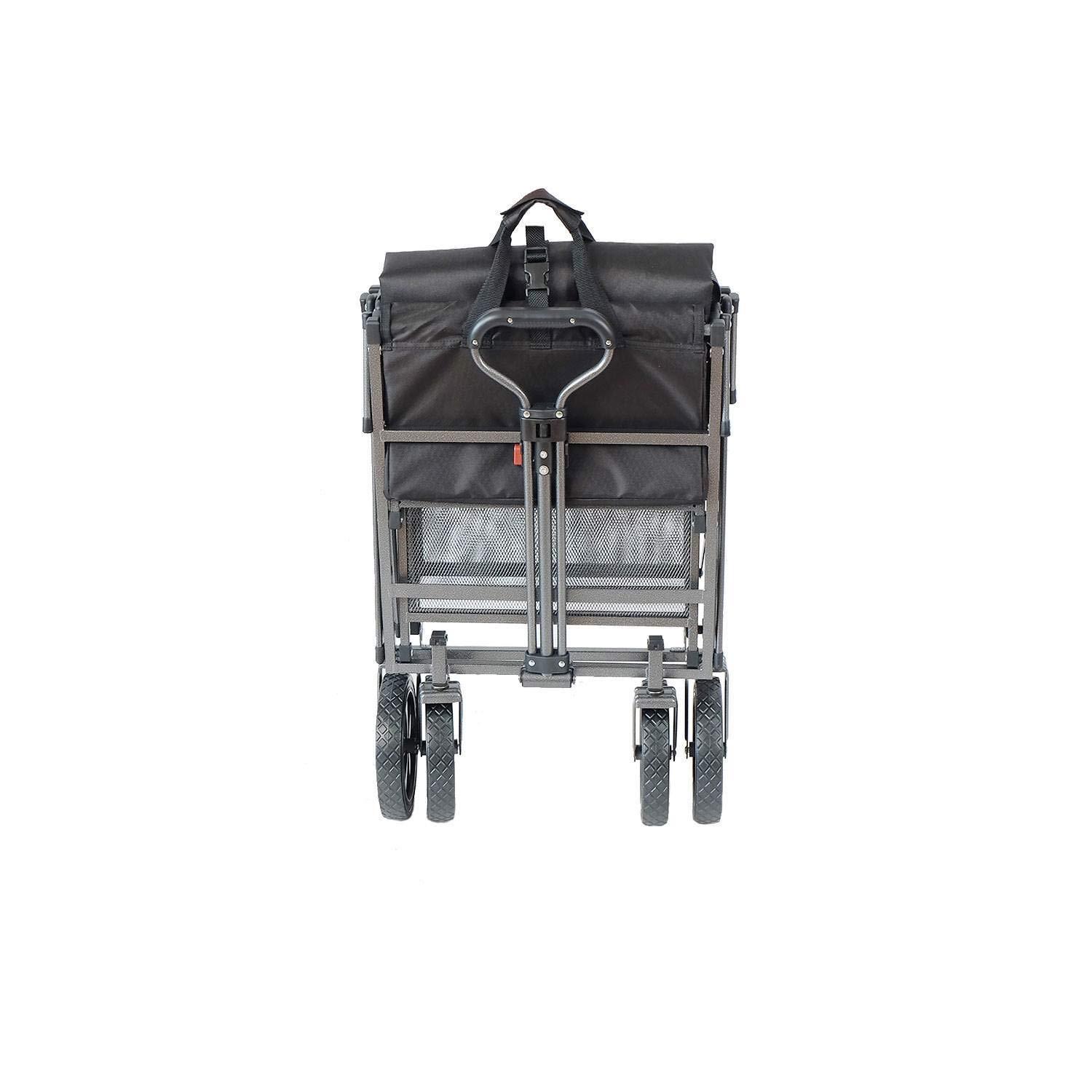 Mac Sports Double Decker Wagon: Black - Collapsible Outdoor Utility Garden Cart, 150 Lb Capacity, 32.5 x 17.5 x 10.5"