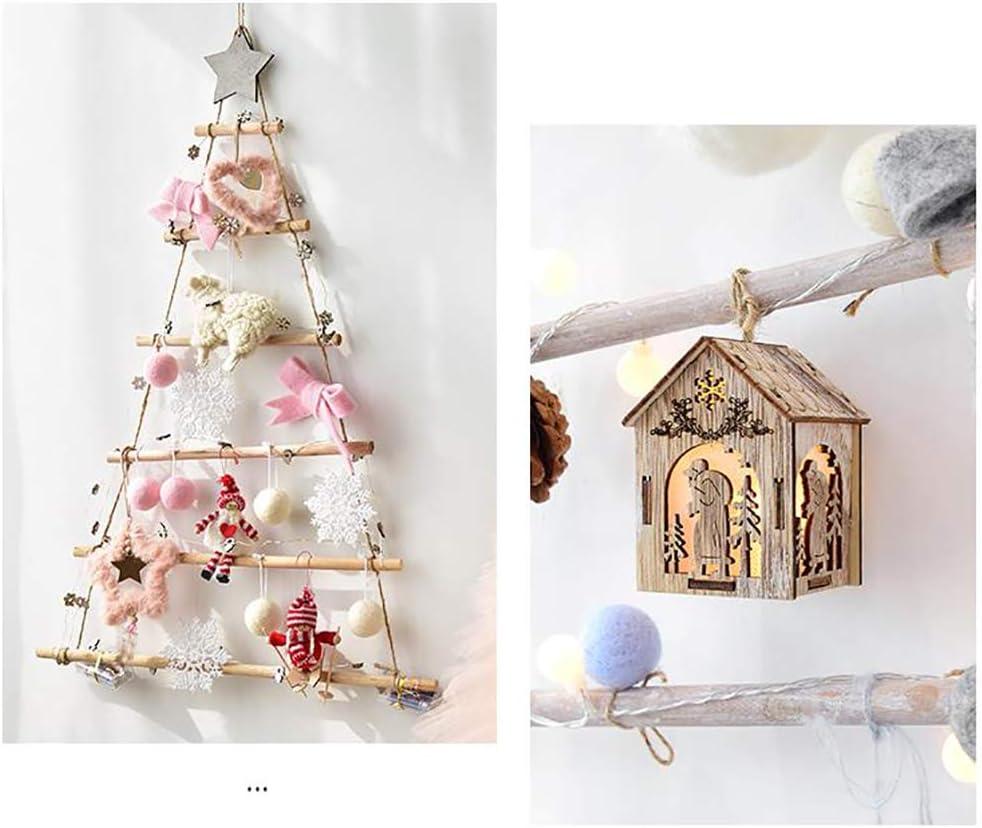 Rtyweth Wood Ladder Tree with Star Wall Hanging Twig Tree, christmas tree ladder decor, Ladde Branch Wooden Hanging Wooden Ornaments T2L9