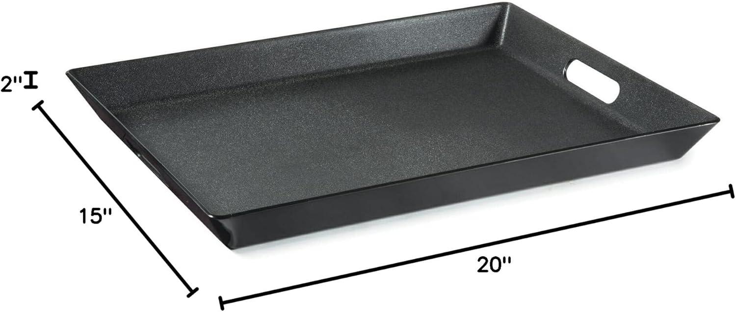 Black Rectangular Non-Skid Plastic Serving Tray, 15" x 20"