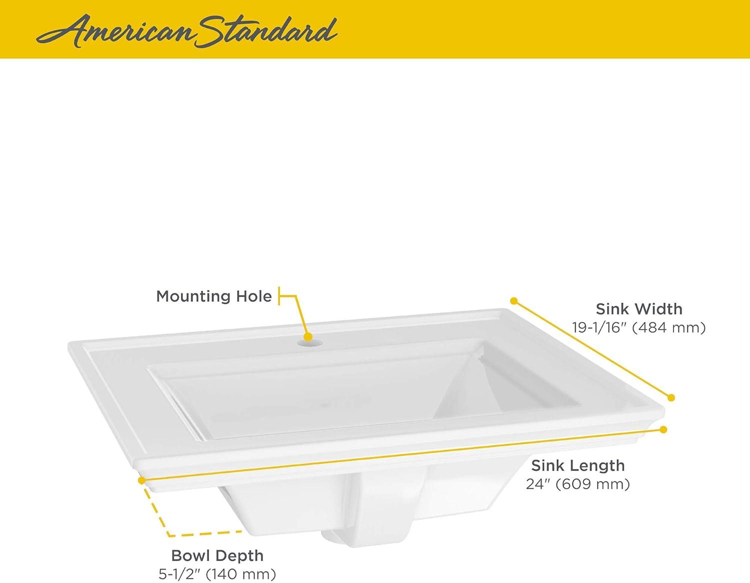 Town Square White Ceramic Rectangular Drop-In Bathroom Sink