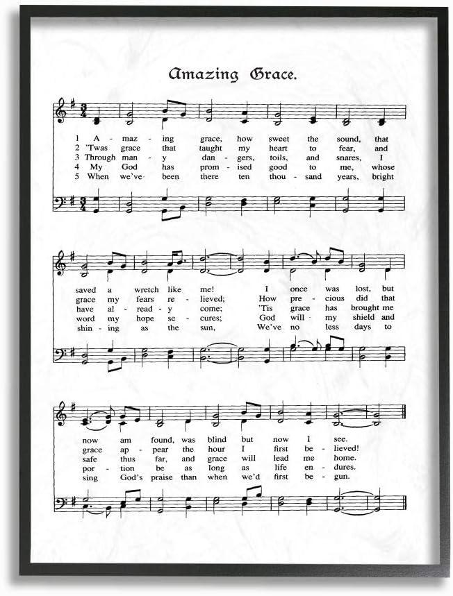 The Stupell Home Decor Collection Amazing Grace Vintage Sheet Music Wall Art