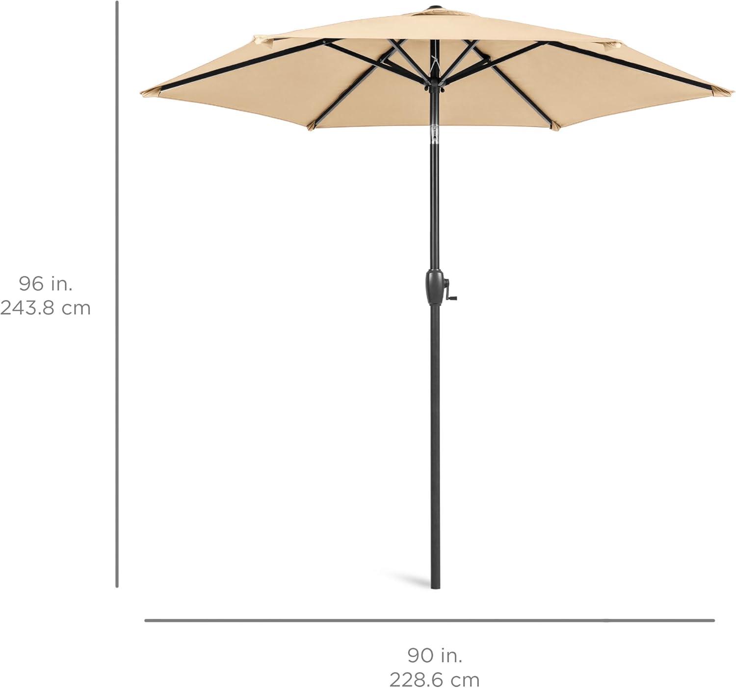 7.5ft Sand Hexagon Outdoor Umbrella with Black Steel Pole