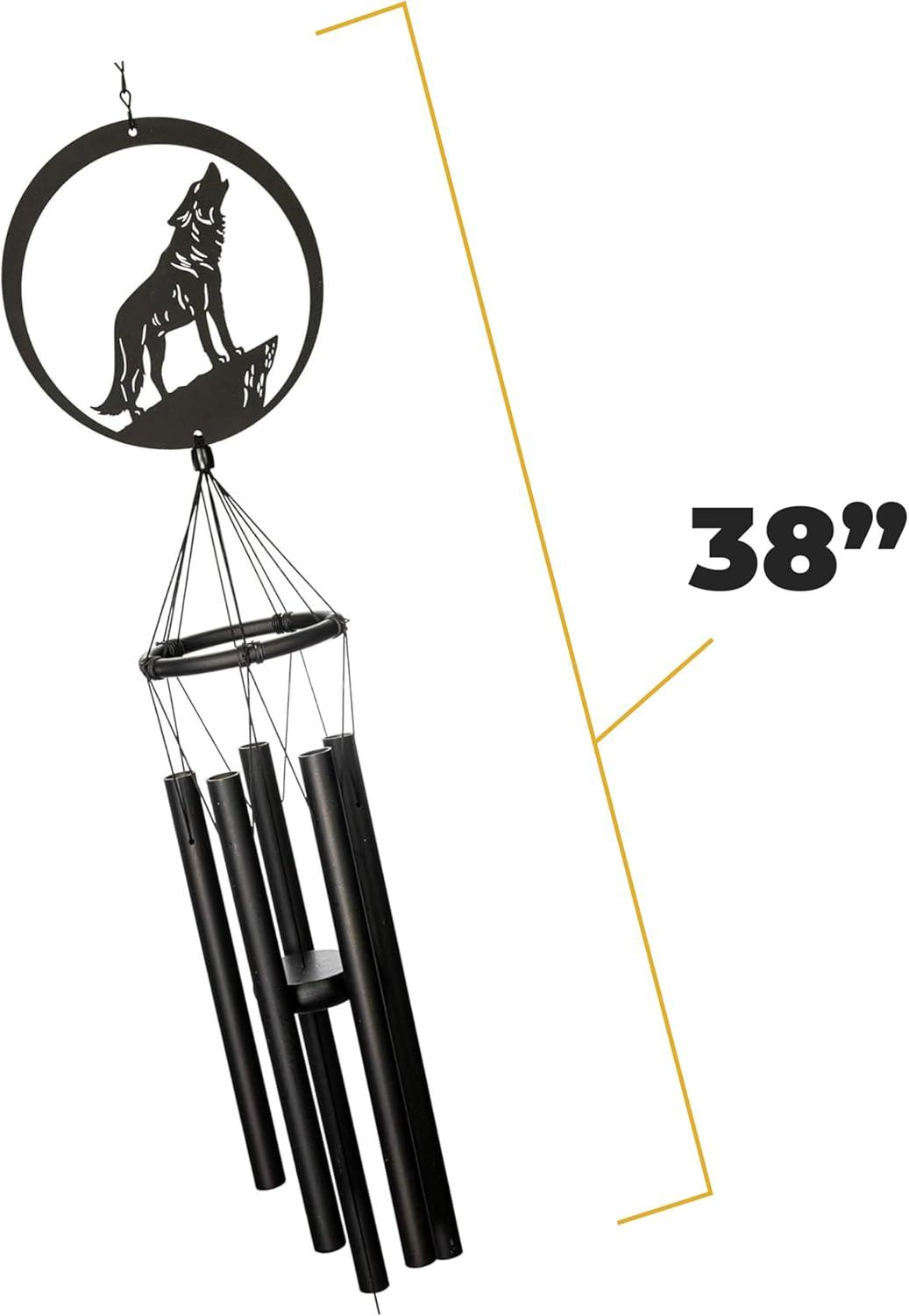 VP Home Wolf Howling 38"" Wind Chimes for Outside Decorations Garden Gift