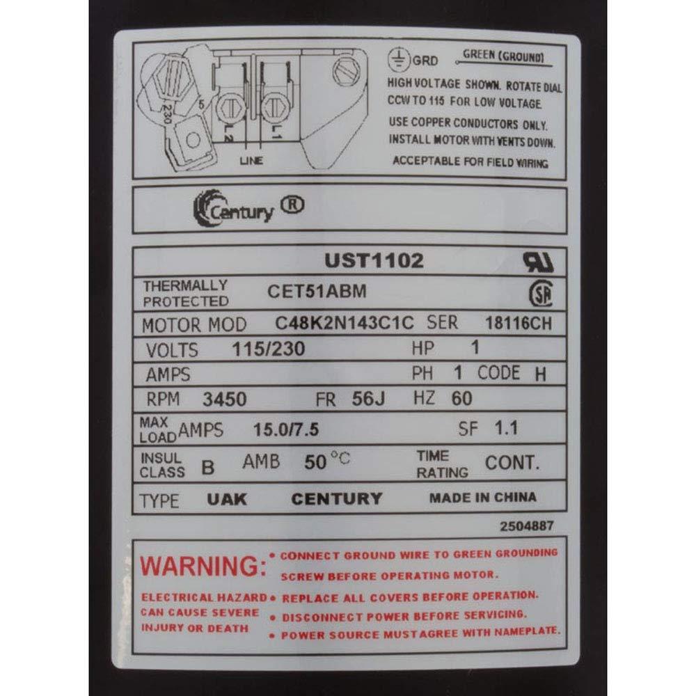 UST1102 1-Horsepower Up-Rated Round Flange  Motor (Formerly A.O. Smith) Replacement