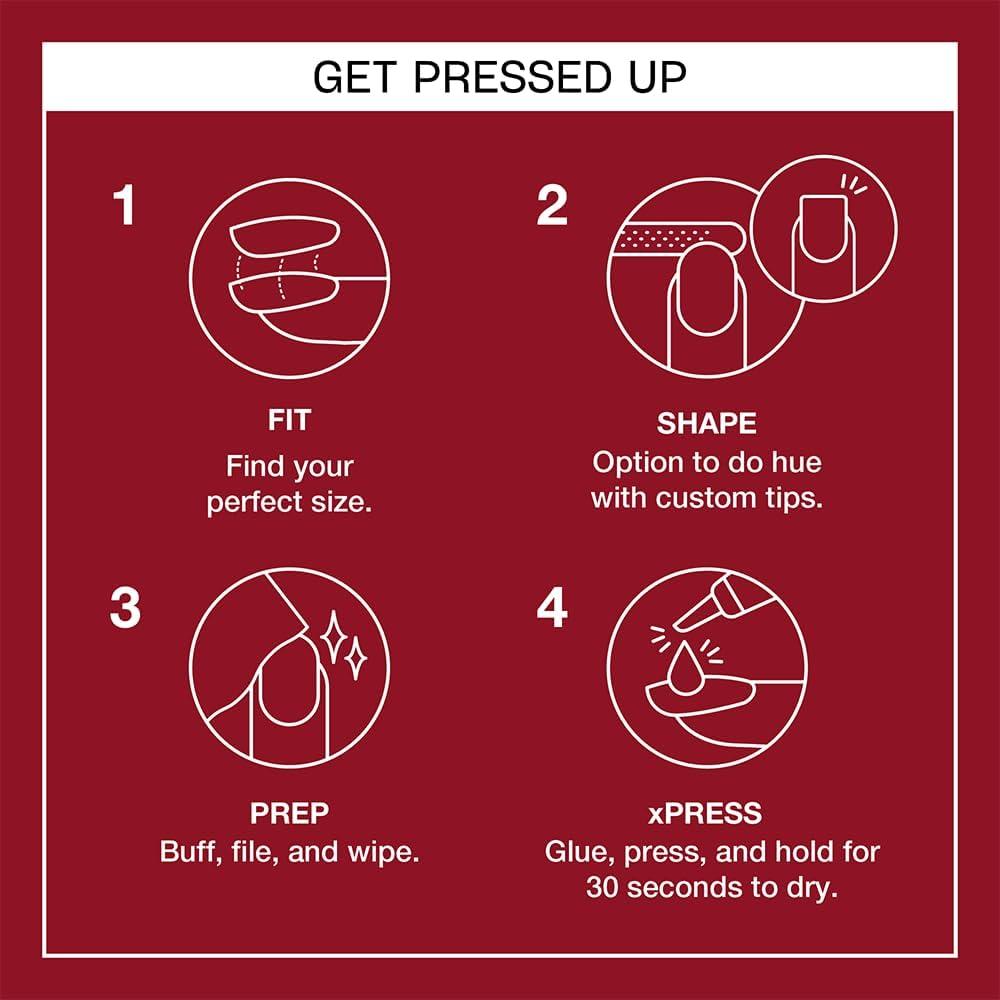 OPI xPRESS/ON Press on Nails | Short Round Classic Shape Nail Art | Dark Colors | 30 Count With Glue | Instant Gel-Like Salon Manicure | Long Lasting, Reusable, Non-damaging