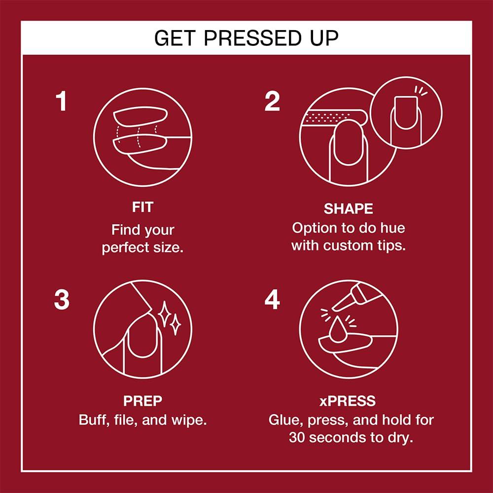 OPI xPRESS/ON Press on Nails | Short Round Classic Shape Nail Art | Dark Colors | 30 Count With Glue | Instant Gel-Like Salon Manicure | Long Lasting, Reusable, Non-damaging