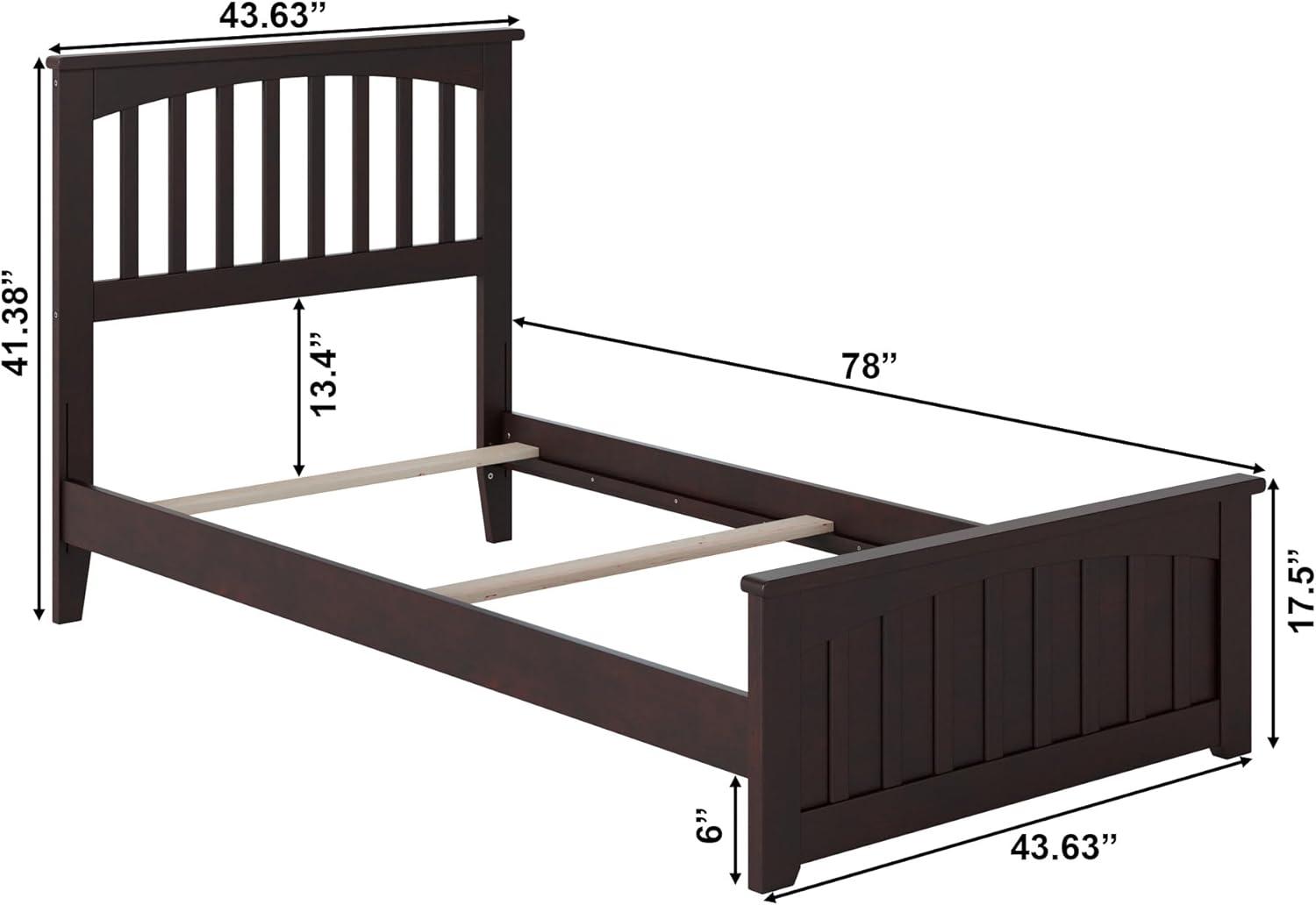 Mission Traditional Bed with Matching Foot Board, Multiple Colors and Sizes