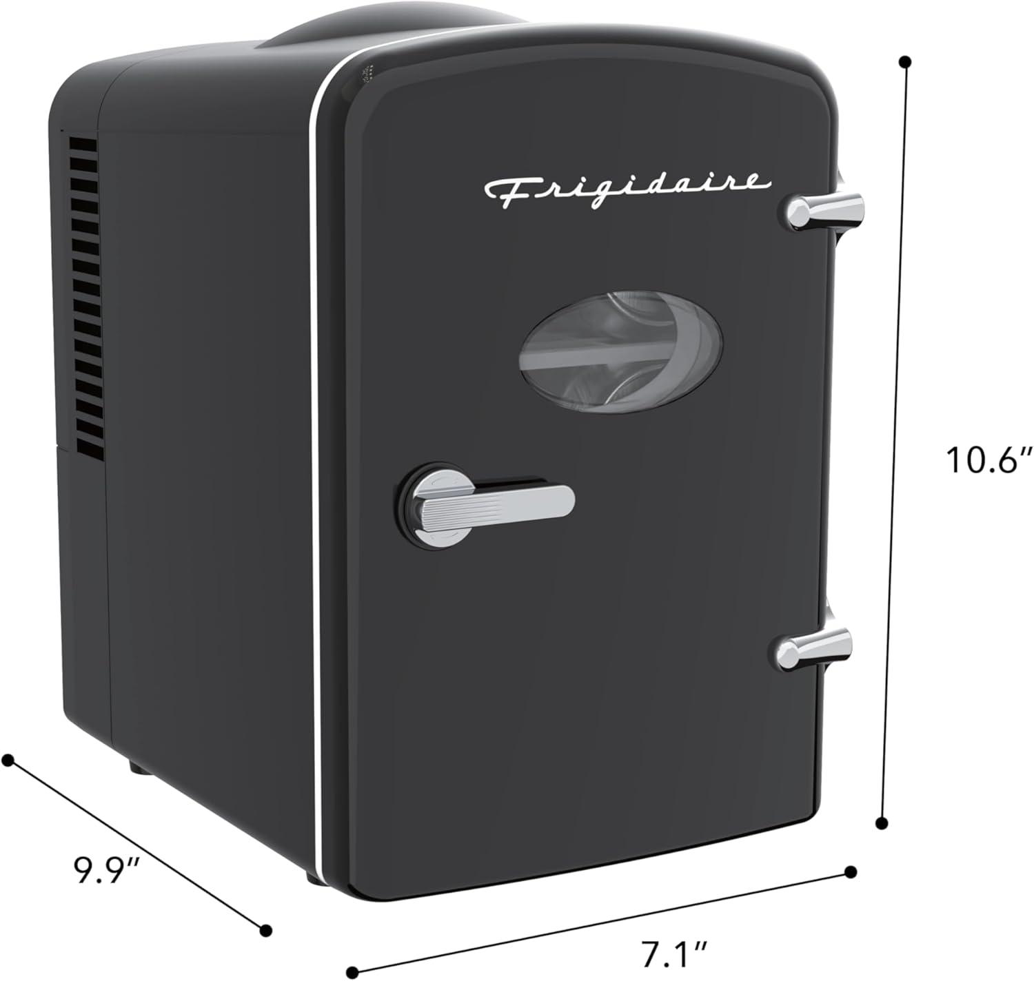 Frigidaire, 6 Can/4L Mini Personal Retro Fridge Cooler, EFMIS229, Black