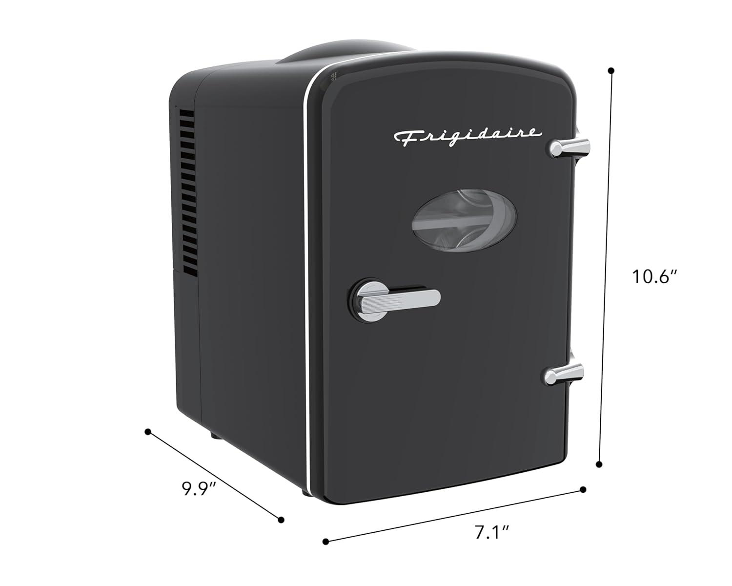 Frigidaire, 6 Can/4L Mini Personal Retro Fridge Cooler, EFMIS229, Black