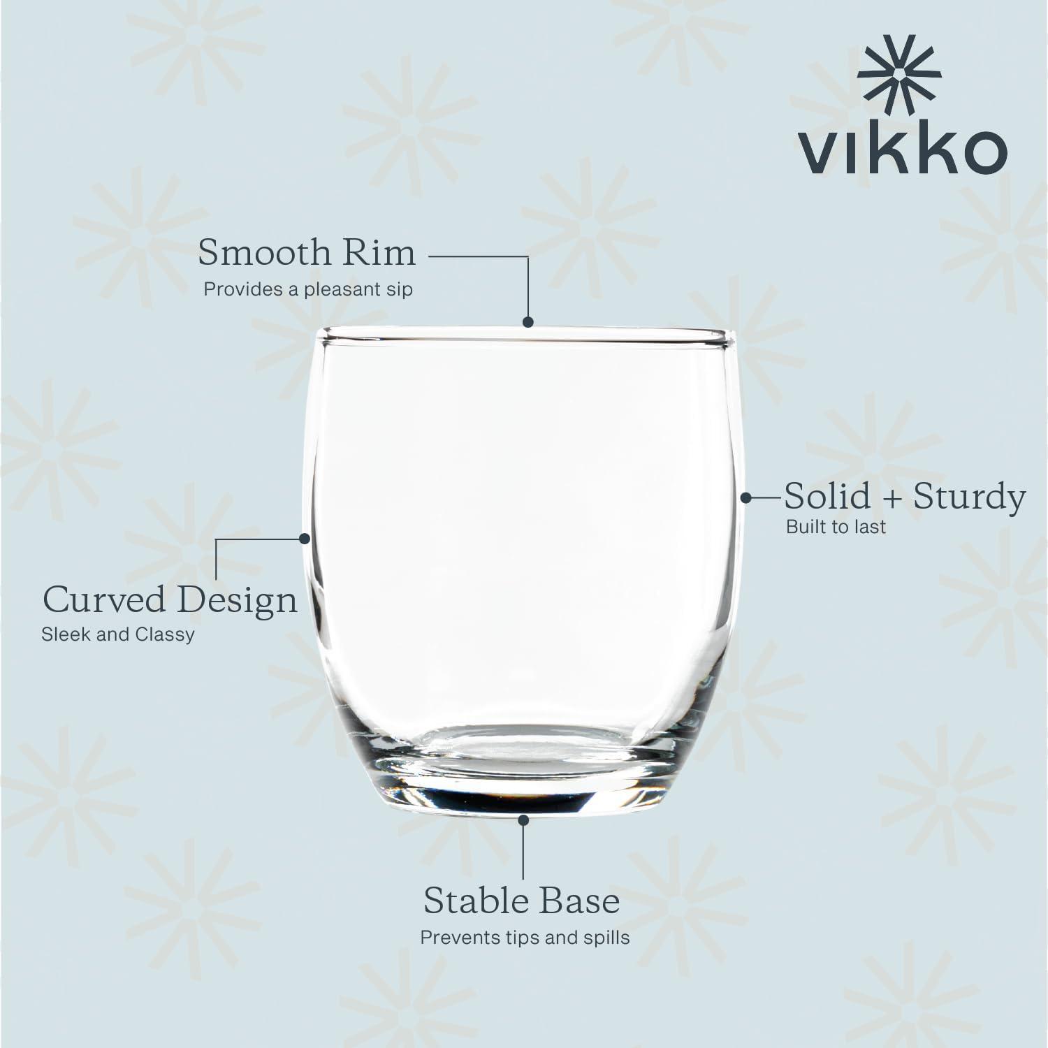 Vikko 8 Ounce Clear Glass Tumblers Set of 6