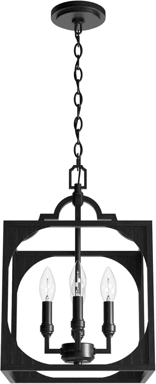 Hunter - Highland Hill 4-light Rustic Iron, Medium Size Pendant Light, Dimmable, Formal Style, Lantern Shaped, for Bedrooms, Kitchens, Dining, Living Rooms - 19283