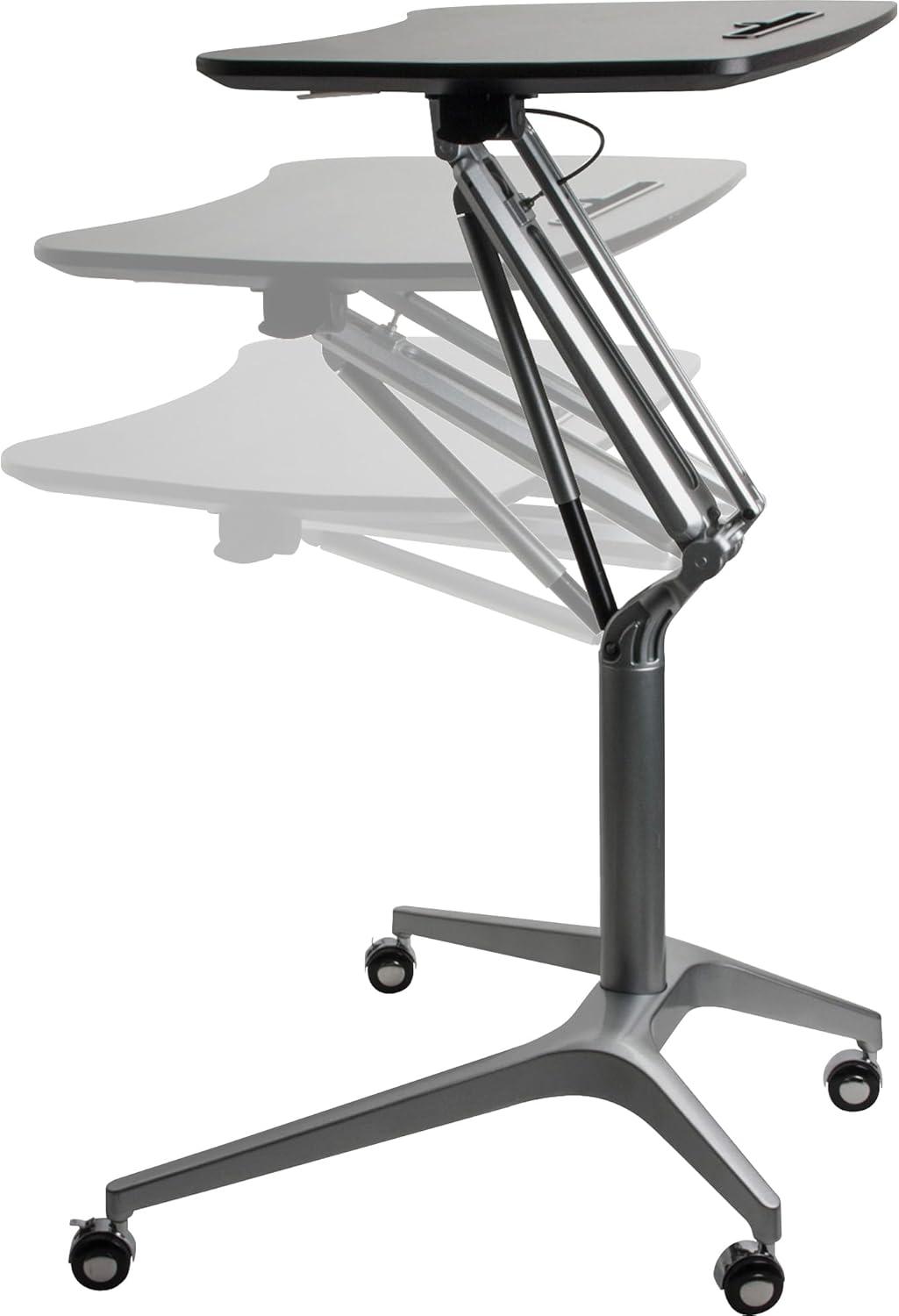 Lorell Black Laminate Top Mobile Laptop Caddy Black Rectangle Top - Powder Coated Base - 28.25" Table Top Width x 18.75" Table Top Depth - 41" Height - Assembly Required