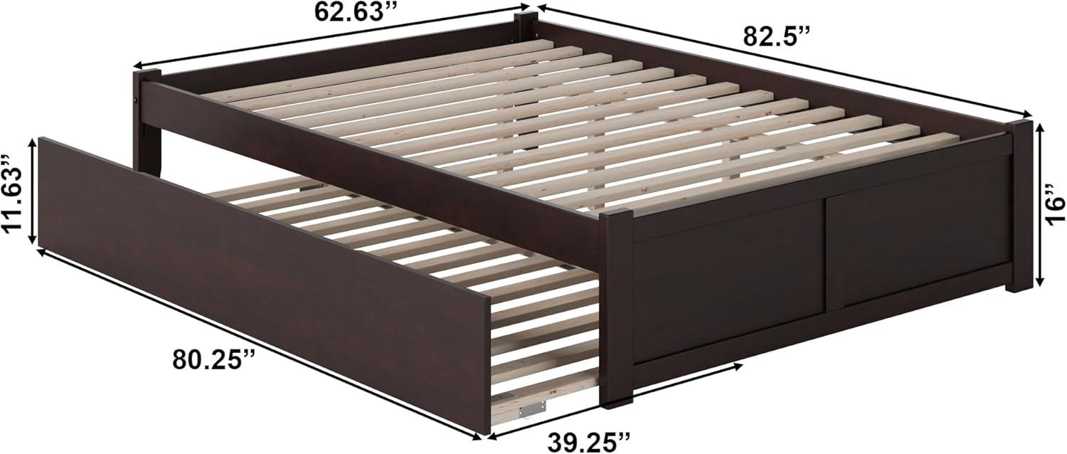 Concord Queen Bed with Footboard and Twin Extra Long Trundle in Espresso