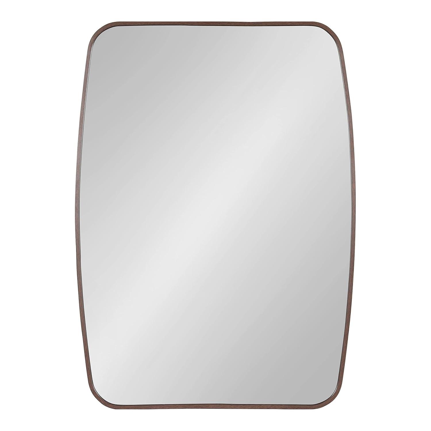 Kate and Laurel Zayda Metal Square Barrel Mirror, 20x28, Walnut Brown