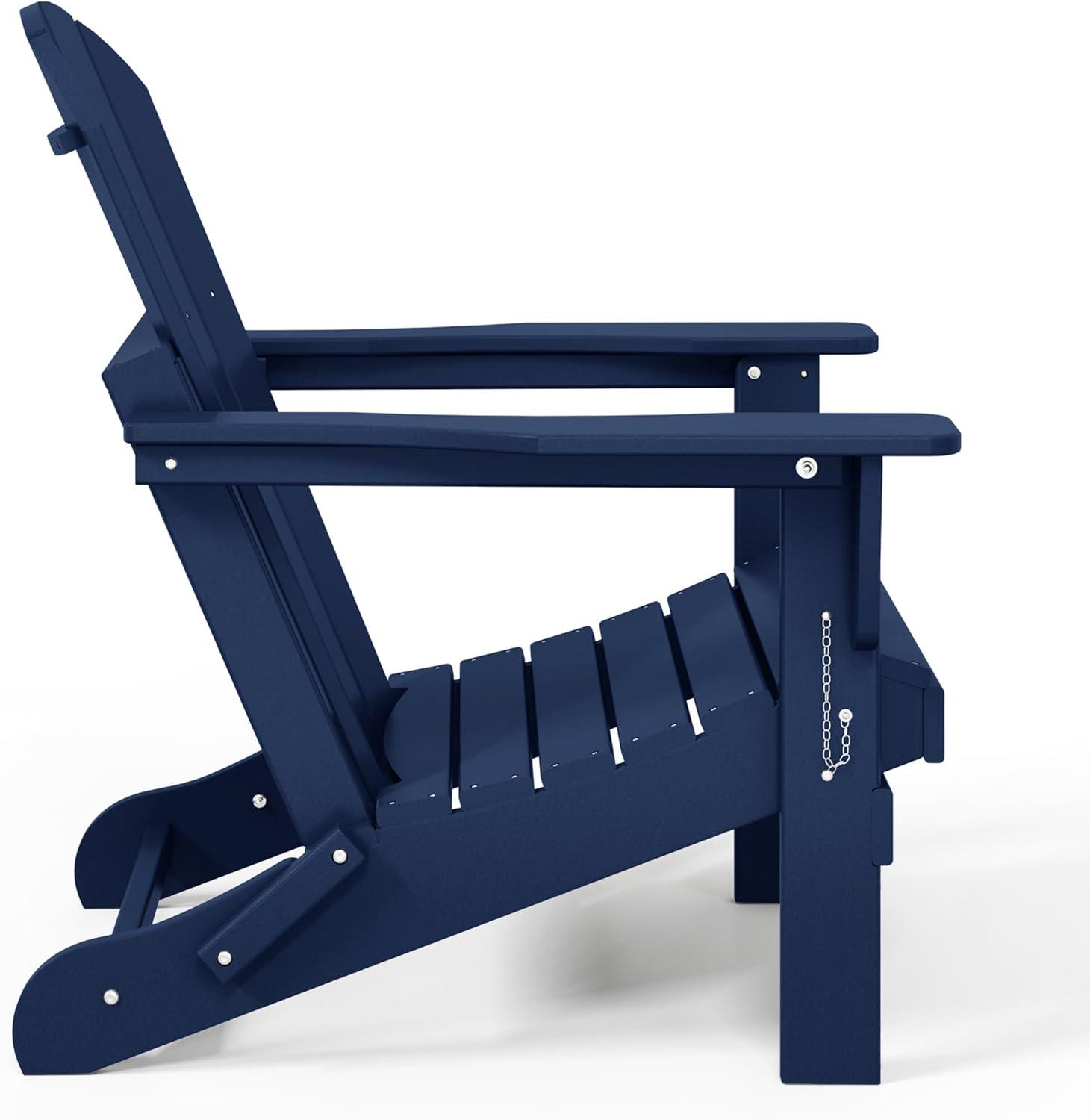 WestinTrends Malibu HDPE Outdoor Folding Poly Adirondack Chair (Set of 2), Navy Blue